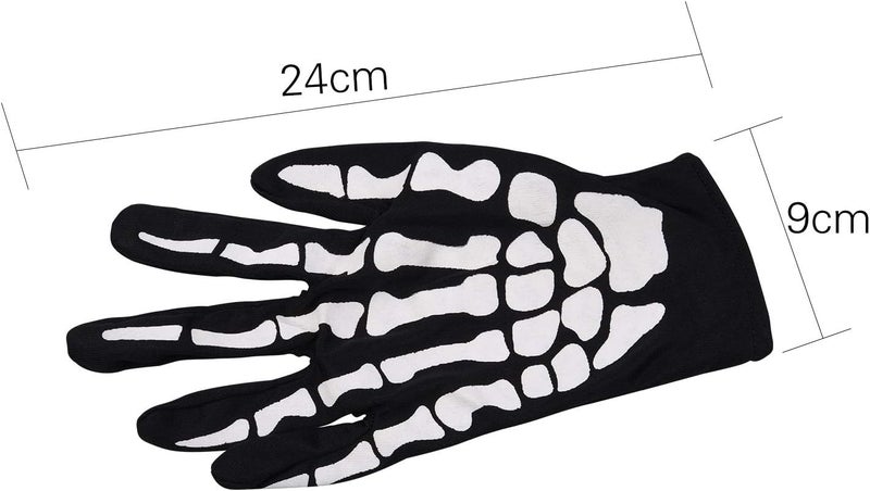 Mr Warm Halloween Skeleton Gloves,Full Finger Skeleton Pattern Gloves Cosplay Costume Accessories for Men Women Adults - Image 2